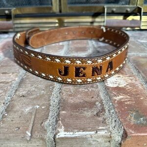 Southwestern‎ Tooled Leather Belt 28 Vintage Western Floral Brown No Buckle